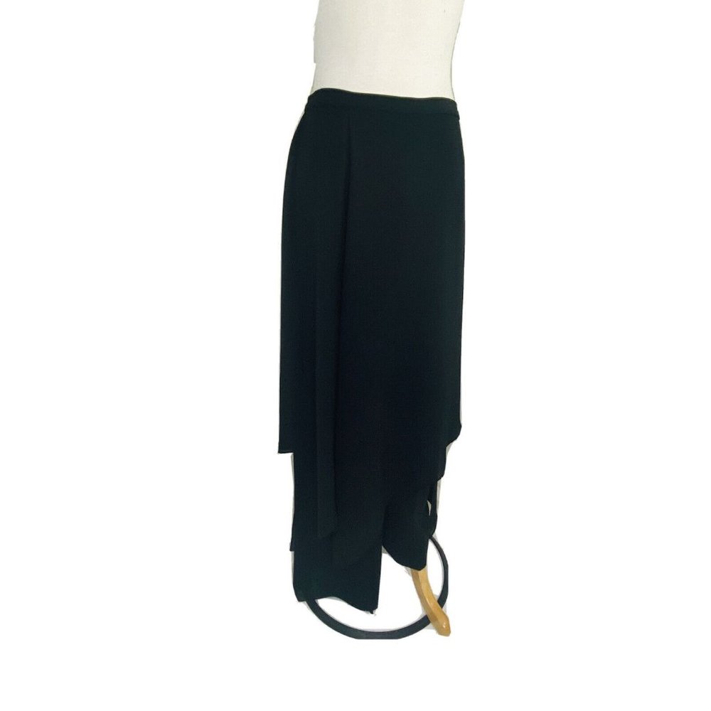 Adrianna Papell Womens Layered Pants Black Size 8 Dress Crepe Wide Stretch $149 - Picture 4 of 12